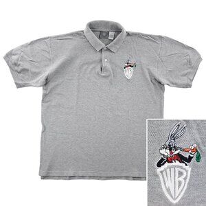 Bugs Bunny Vintage 90s Polo Shirt Warner Brothers Embroidered Men's Large